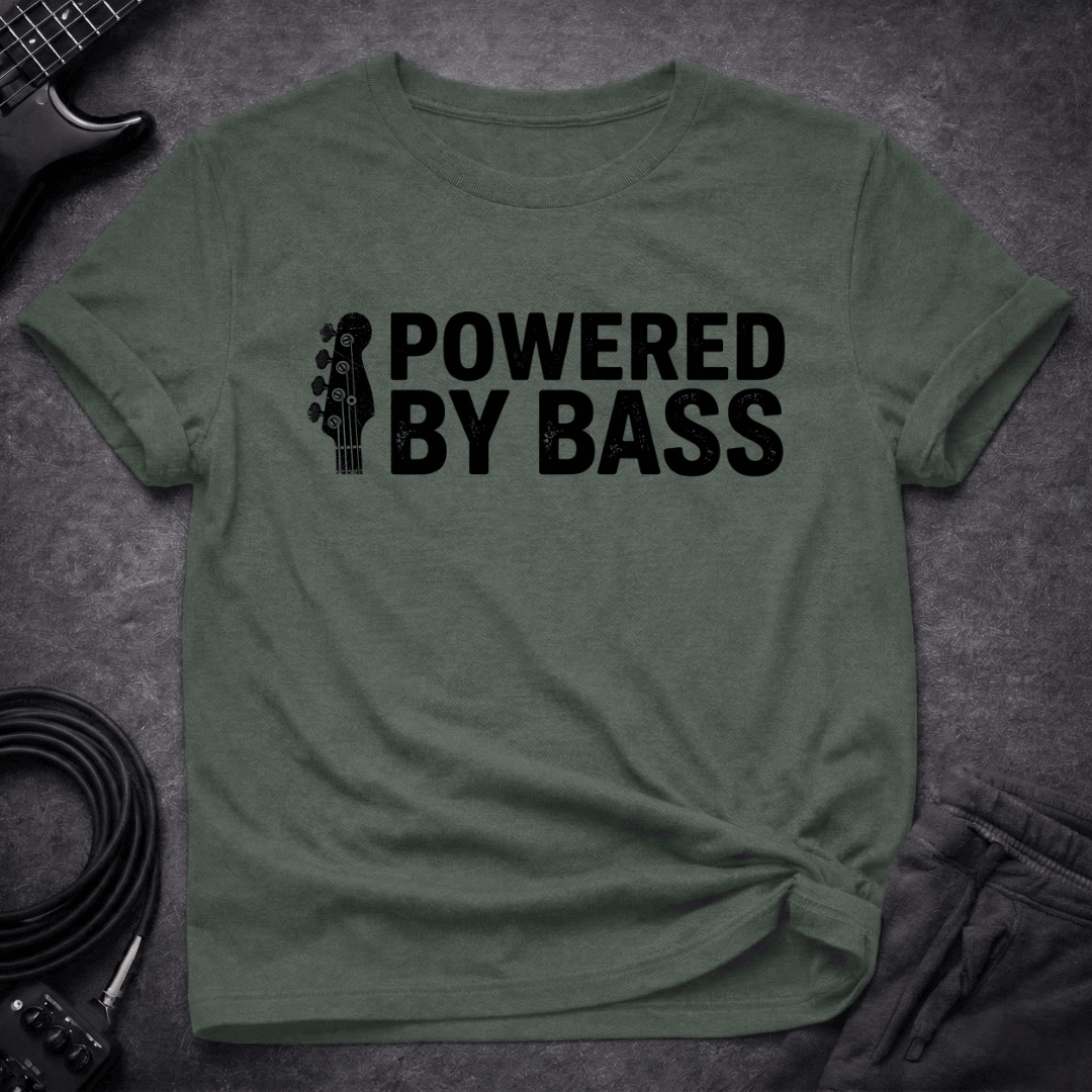 Powered By Bass T Shirt Gift For Bass Player