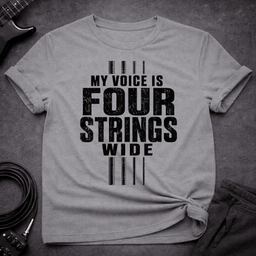 Four Strings Wide T Shirt Gift For Bass Player