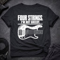 Four Strings T Shirt Gift For Bass Player