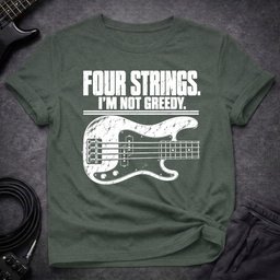 Four Strings T Shirt Gift For Bass Player