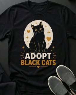 Adopt Black Cats Tee Gift For Cat Lover