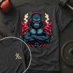 Cyberpunk Oni Gorilla T Shirt Gift For Fitness Lover