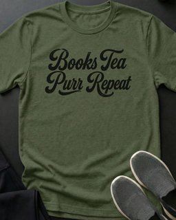 Books Tea Purr Tee Gift For Cat Lover