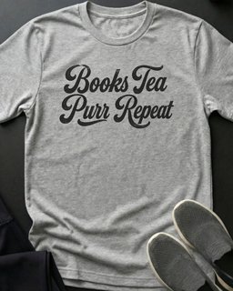 Books Tea Purr Tee Gift For Cat Lover