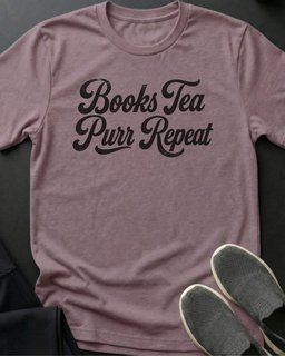 Books Tea Purr Tee Gift For Cat Lover