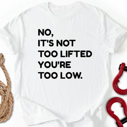 Too Low T Shirt Gift For Offroad Enthusiast
