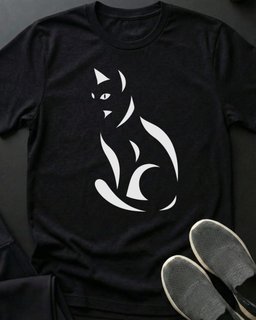 Cat Silhouette Tee Gift For Cat Lover