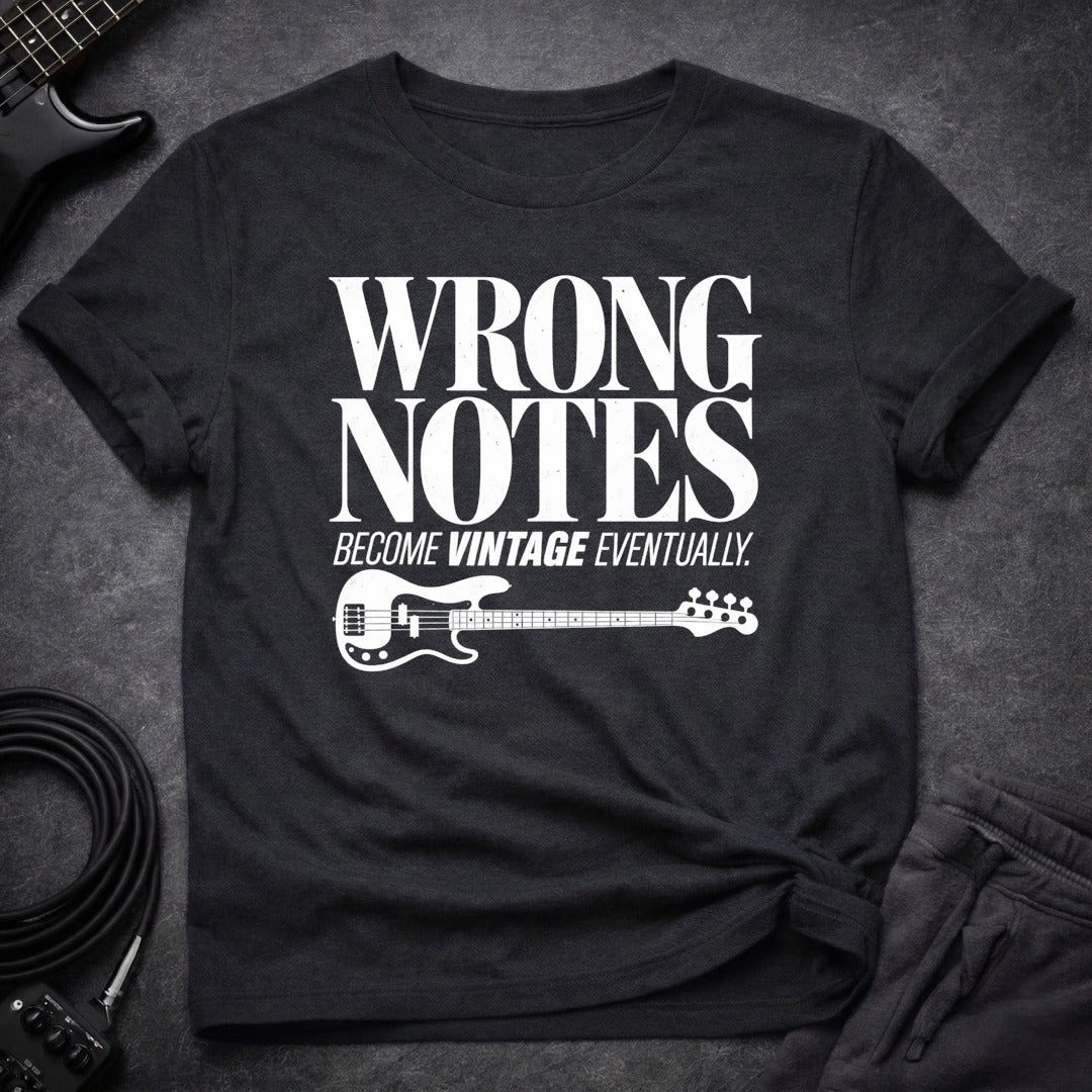 Wrong Notes Vintage T Shirt Gift For Bass Player
