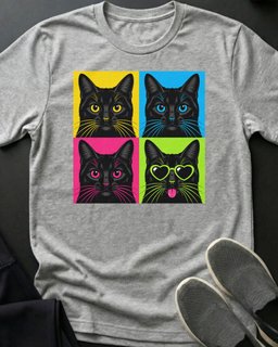 Black Cat Pop Art Tee Gift For Cat Lover