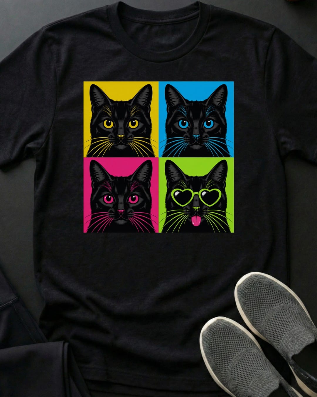 Black Cat Pop Art Tee Gift For Cat Lover