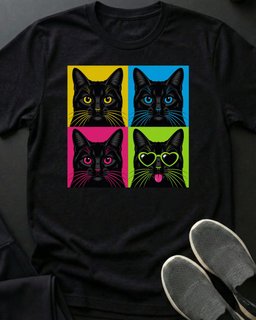 Black Cat Pop Art Tee Gift For Cat Lover