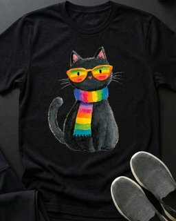 Colorful Cat Tee Gift For Cat Lover