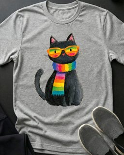 Colorful Cat Tee Gift For Cat Lover