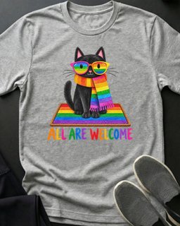 All Are Welcome Tee Gift For Cat Lover