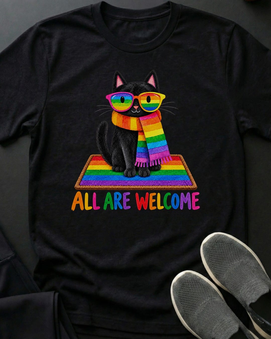 All Are Welcome Tee Gift For Cat Lover