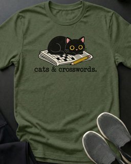 Cats And Crosswords Tee Gift For Cat Lover