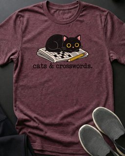 Cats And Crosswords Tee Gift For Cat Lover