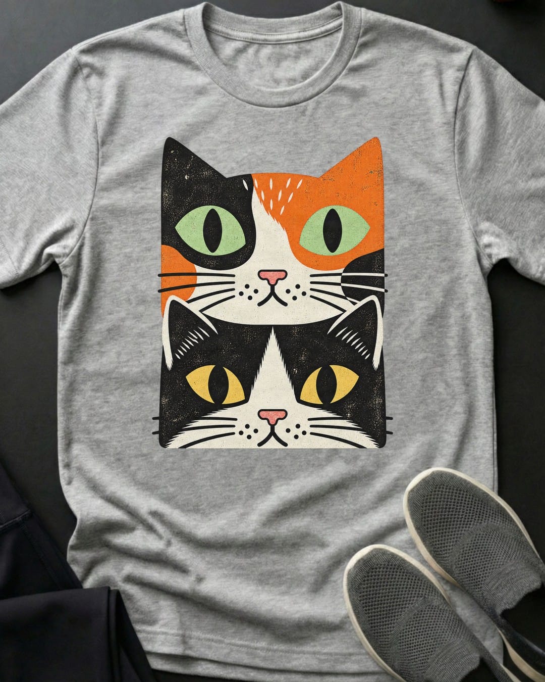 Calico And Tuxedo Stack Tee Gift For Cat Lover