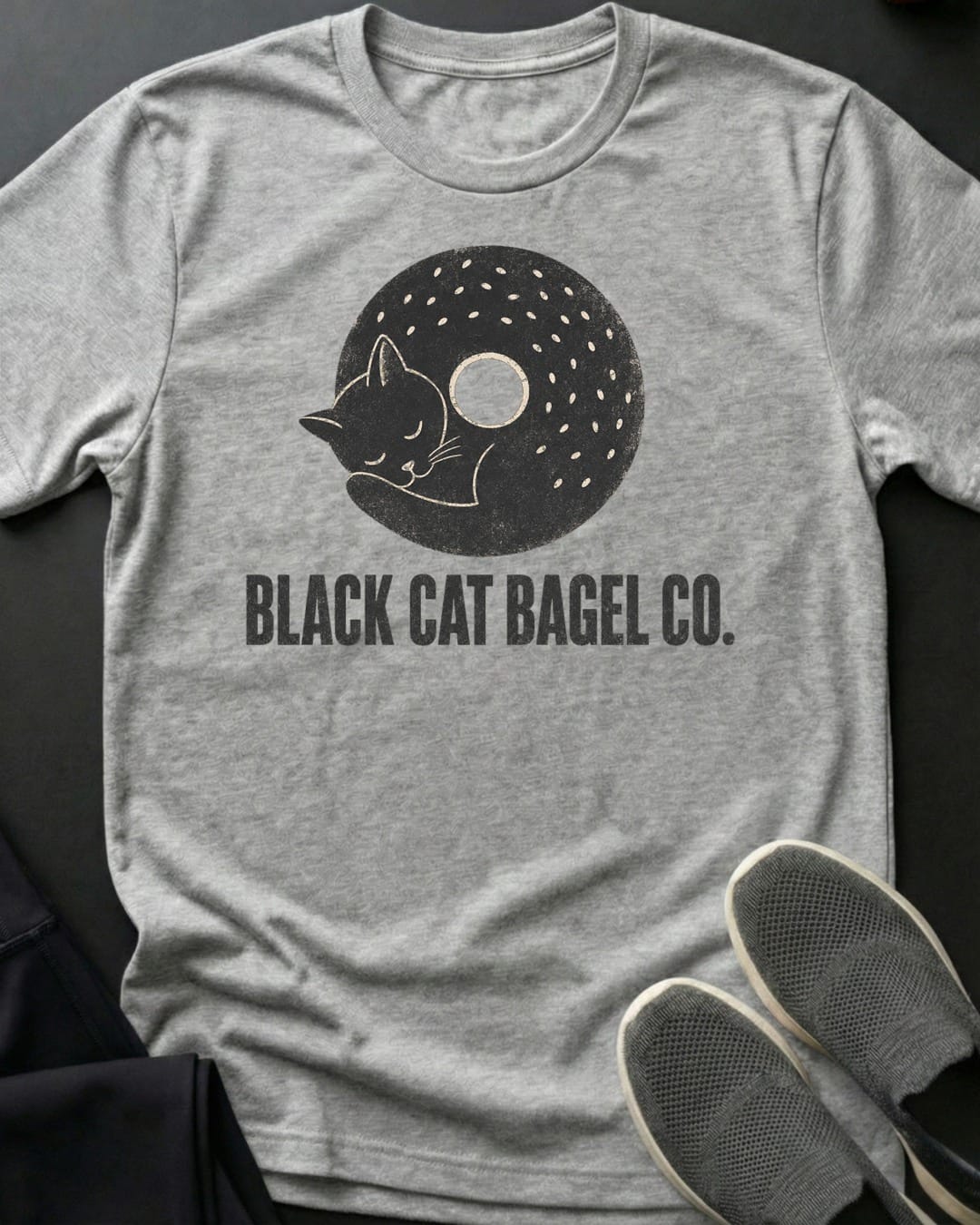 Black Cat Bagel Tee Gift For Cat Lover