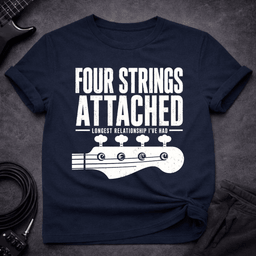Four Strings Attached T Shirt Gift For Bass Player