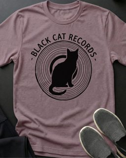 Black Cat Records Tee Gift For Cat Lover