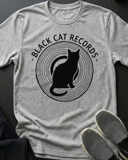 Black Cat Records Tee Gift For Cat Lover