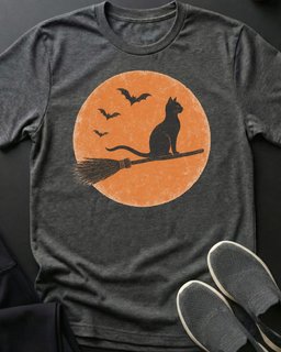Broom Moon Flight Tee Gift For Cat Lover
