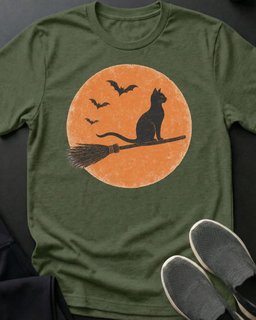 Broom Moon Flight Tee Gift For Cat Lover