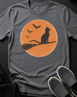 Broom Moon Flight Tee Gift For Cat Lover