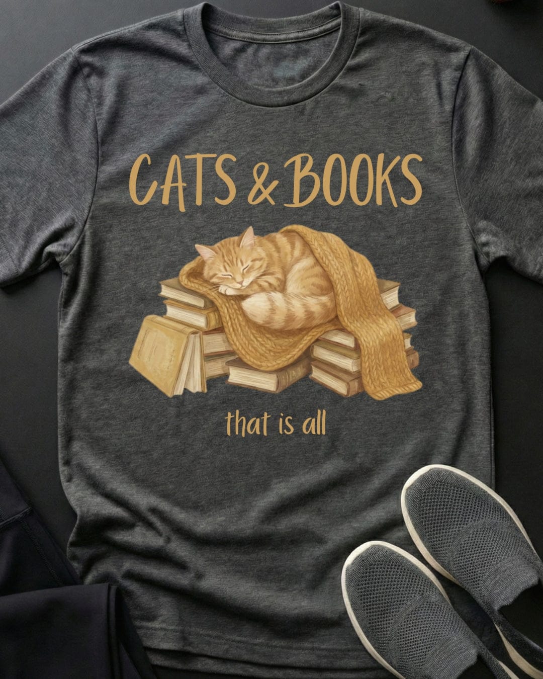Cats And Books Tee Gift For Cat Lover