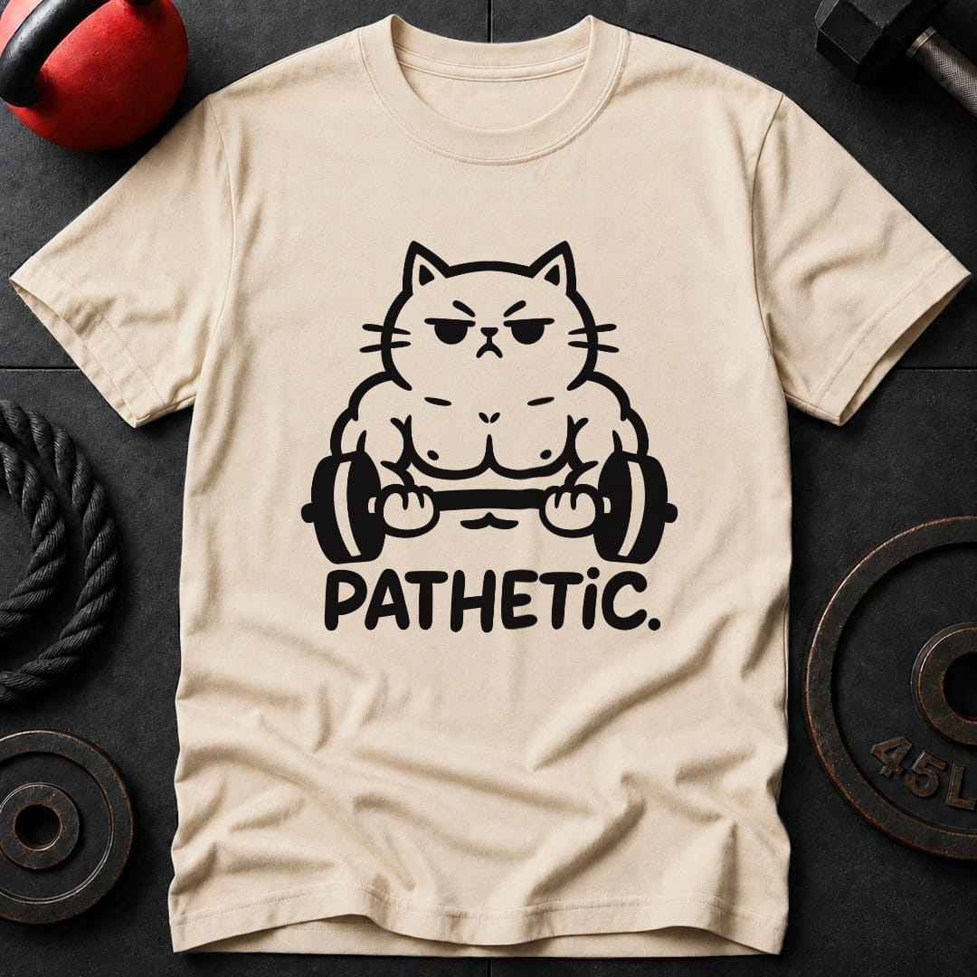 Pathetic Cat T Shirt Gift For Fitness Lover