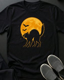 Black Cat Full Moon Tee Gift For Cat Lover