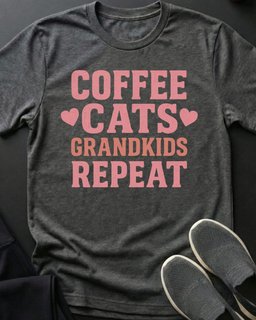 Coffee Cats Grandkids Tee Gift For Cat Lover
