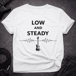 Low And Steady T Shirt Gift For Bass Player