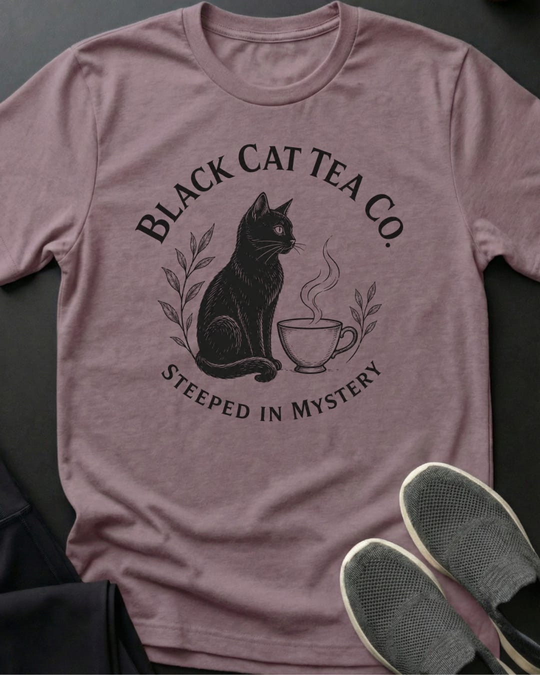 Black Cat Tea Tee Gift For Cat Lover
