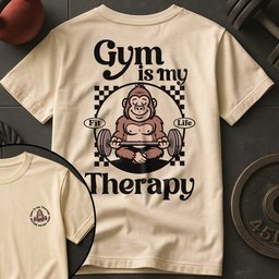 Gym Is My Therapy Gorilla T Shirt Gift For Fitness Lover