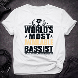 Worlds Most Available Bassist T Shirt Gift For Bass Player