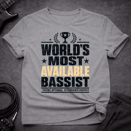 Worlds Most Available Bassist T Shirt Gift For Bass Player