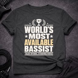 Worlds Most Available Bassist T Shirt Gift For Bass Player