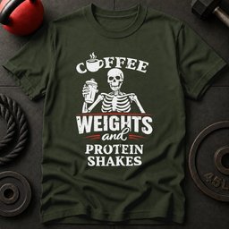 Coffee Weights Protein T Shirt Gift For Fitness Lover