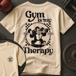 Gym Is My Therapy Retro Gorilla T Shirt Gift For Fitness Lover