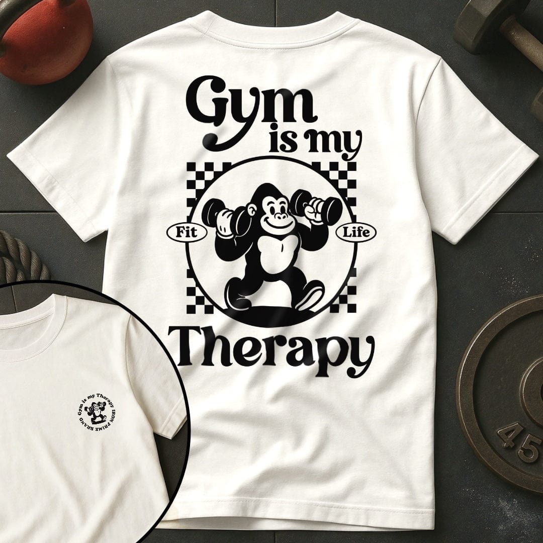 Gym Is My Therapy Retro Gorilla T Shirt Gift For Fitness Lover
