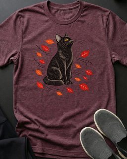 Autumn Wind Cat Tee Gift For Cat Lover