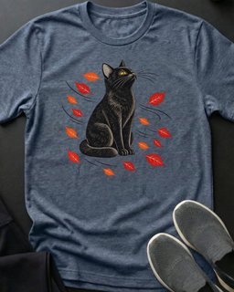 Autumn Wind Cat Tee Gift For Cat Lover