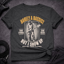 I Just Show Up T Shirt Gift For Bass Player
