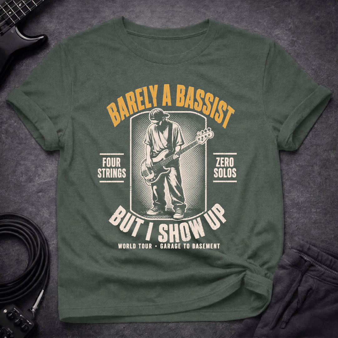 I Just Show Up T Shirt Gift For Bass Player