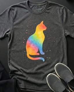Color Splash Tee Gift For Cat Lover