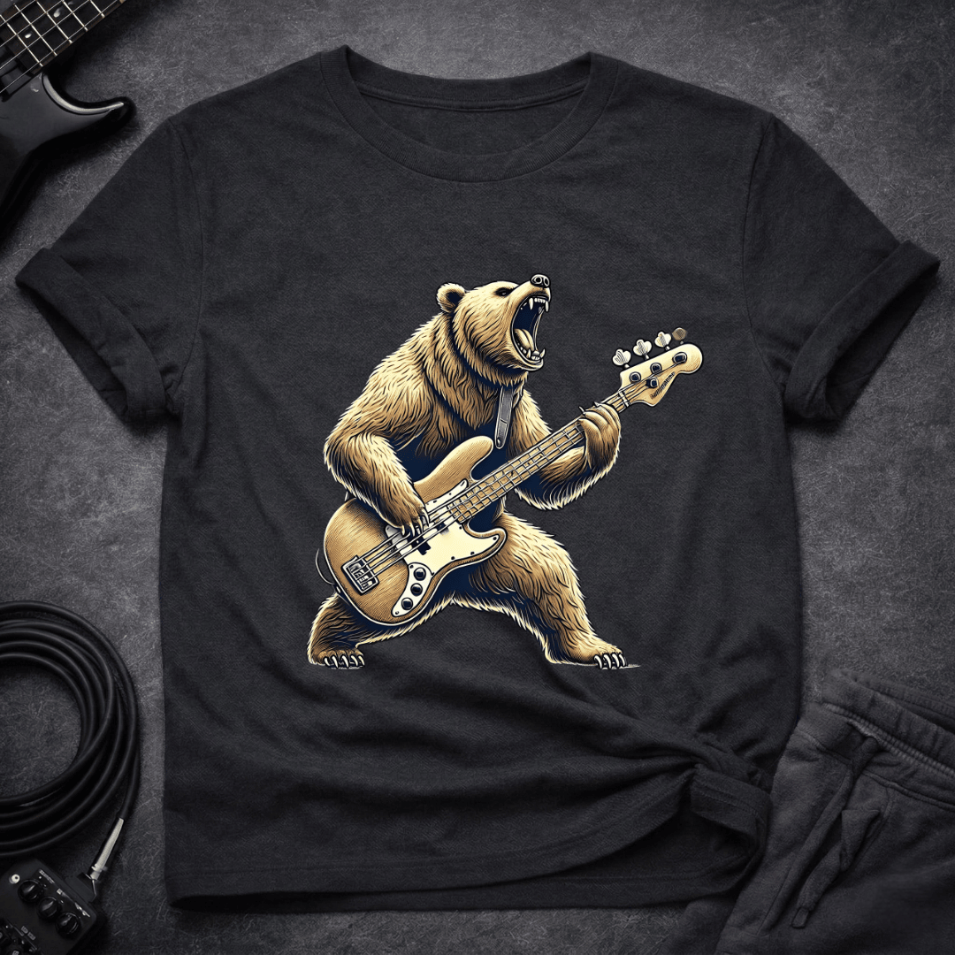 Bear Bassist T Shirt Gift For Bass Player