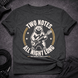 Two Notes All Night T Shirt Gift For Bass Player