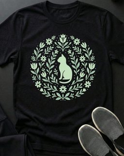 Cat Flowers Tee Gift For Cat Lover